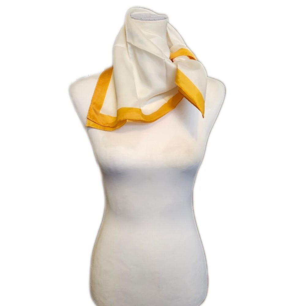 Cream & Yellow Gold Square Silky Scarf, 25"x25"